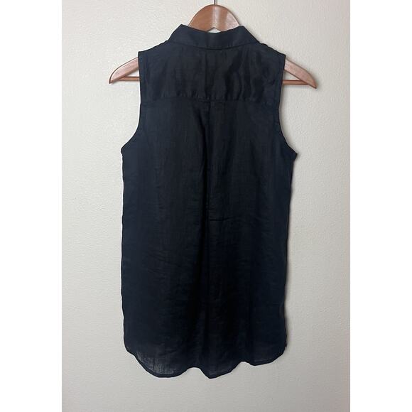 Garnett Hill Easy Linen Button-Down Tunic Tank Top Women’s Sz 4 Black - Picture 6 of 7